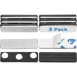 No-Pin Design Name Tag Magnets (3 Badge Holder Magnets, 1.75 x 0.4 inches), Name Tag Magnet Backs w/ 3 Extra-Strong Neodymium Magnets for ID Badge Holders