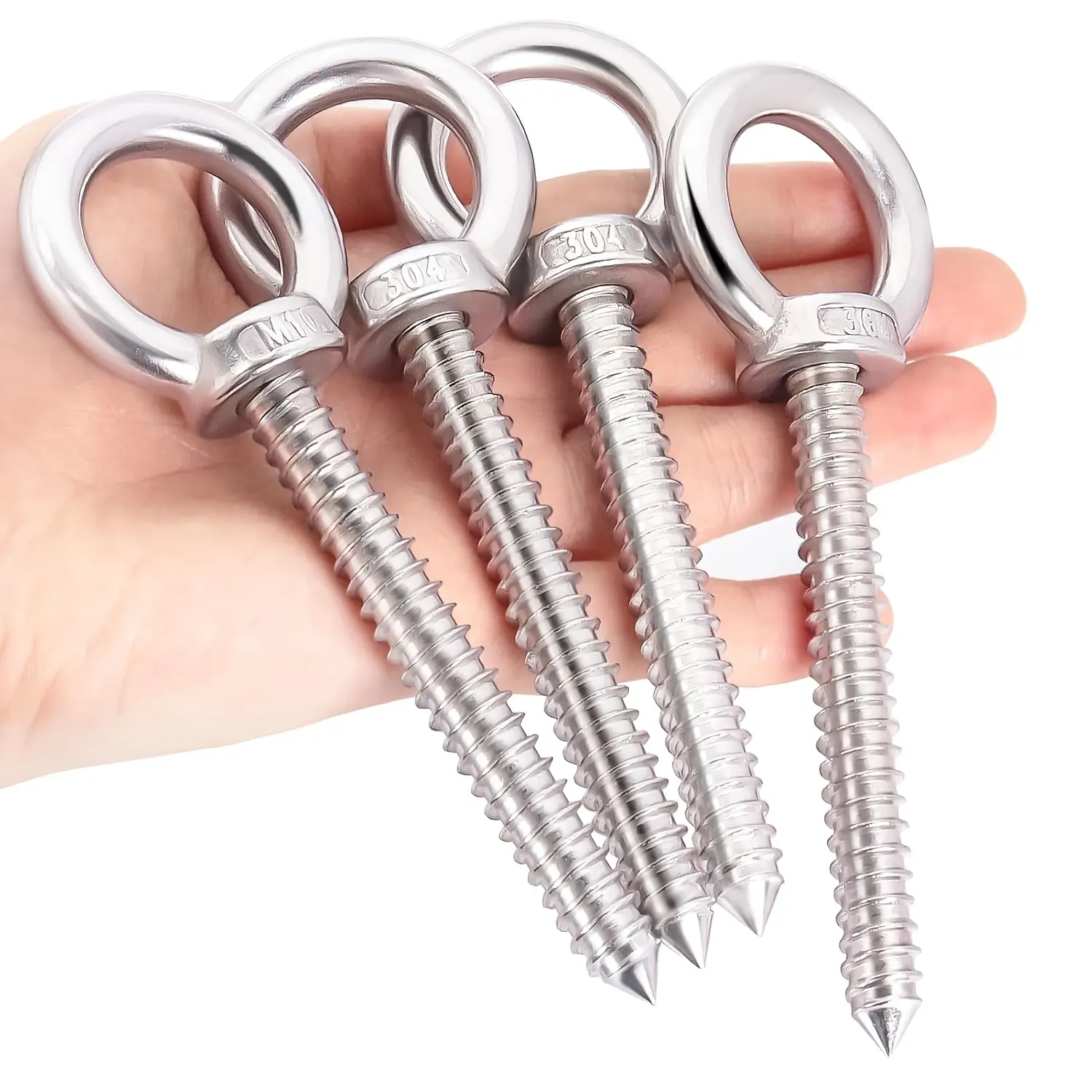 Heavy-Duty Stainless Steel Eye Bolts- for Lazy Ropes, Hanging Chairs, And Wooden Structures- M8X80 Thread