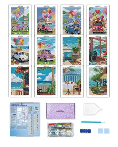 Foreveryoung Minigem Small Diamond Art Kits for Beginners, 12Pcs Resin Square Drill Diamond Painting Kits for Adults, 2-Hour Canvas Mini Diamond Art Kits 5x7 Inch – 2 Sets: Sea Echo & Dream Journey