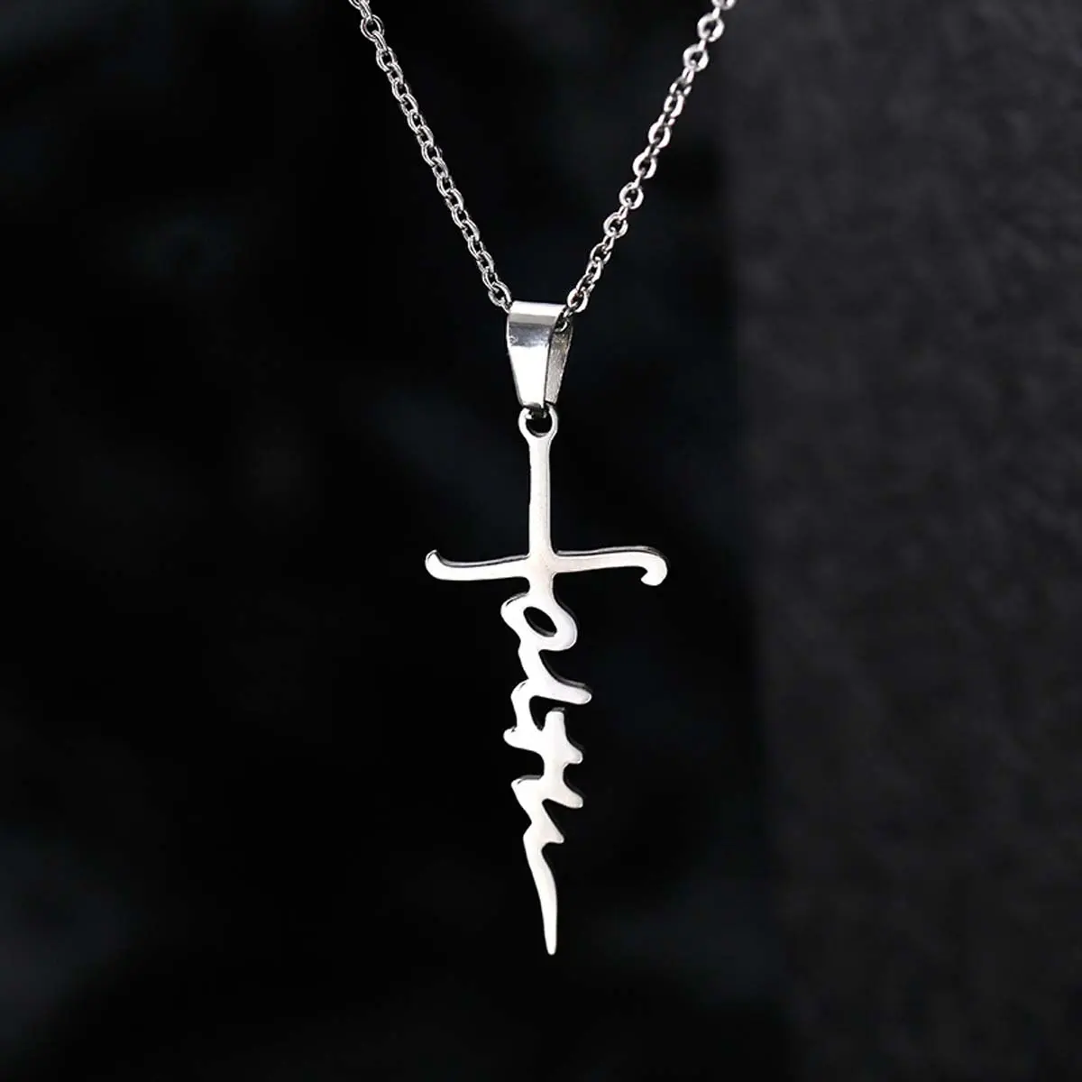 Women's Aileen Fashion Custom Alphabet Initial Cross Charm Necklace - Female Daily Wear Jewelry with Exquisite Trendy Pendant, Classic Cross Symbol, Statement Chain, Minimalist Artificial Gemstone Accent, Pendant With Necklace, Cross Letter