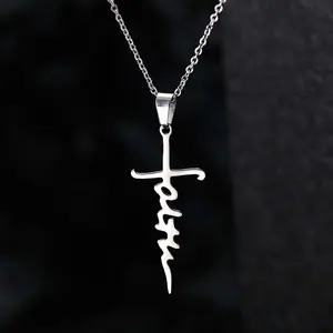 [Aileen fashion] Alphabet cross necklace versatile disco girl cross necklace jewelry popular accessories fashion advanced personality creative design