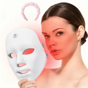 2027 New LED Light Therapy Mask for Skin Repair, USB Rechargeable Facial Mask, Facial Care Instrument, Simple Design, Ideal Holiday Gift, Includes Hairband