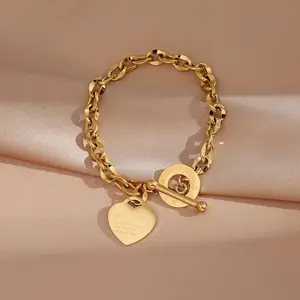 Golden Circle Wristband Elegant Geometric Heart Bracelet Casual Fashion Trendy Christmas New Year Gift