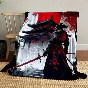 Japanese Samurai Spirit Soft Flannel Throw Blanket - Soft Funny Throw Blanket Cozy Lightweight Plush Portable Cover Blanket For Sofa,Warm Gift For Birthday,Christmas,Multiple blankets