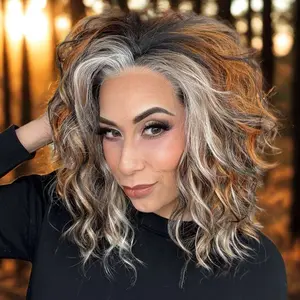 IMstyle Tiana Ginger Blonde Highlight Brown 13*4 Lace Front Shoulder Length Short Style Natural Wavy Curly Syntehtic Wig Old money Collection N17-2486-C13X4