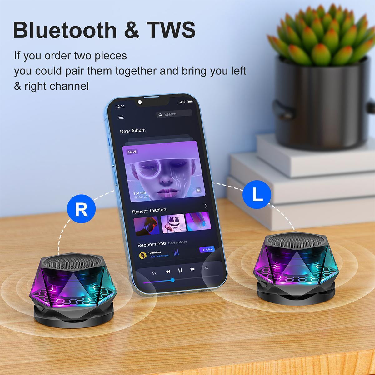 Portable Bluetooth Speaker with Multi RGB Color Light Show, Night Light Speaker, Wireless Magnetic Speaker, LED Colors Auto-Changing,TWS,Perfect Mini Speaker for Home, Outdoor (Multicolor)