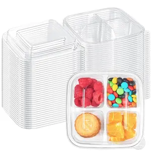 30 Pack Bento Snack Containers, 4 Compartment Plastic Food Storage Containers with Lids, Disposable Meal Prep Lunch Containers for Office Work Travel