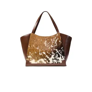 July Juliette Open Winged Cow Print Tote in Brown