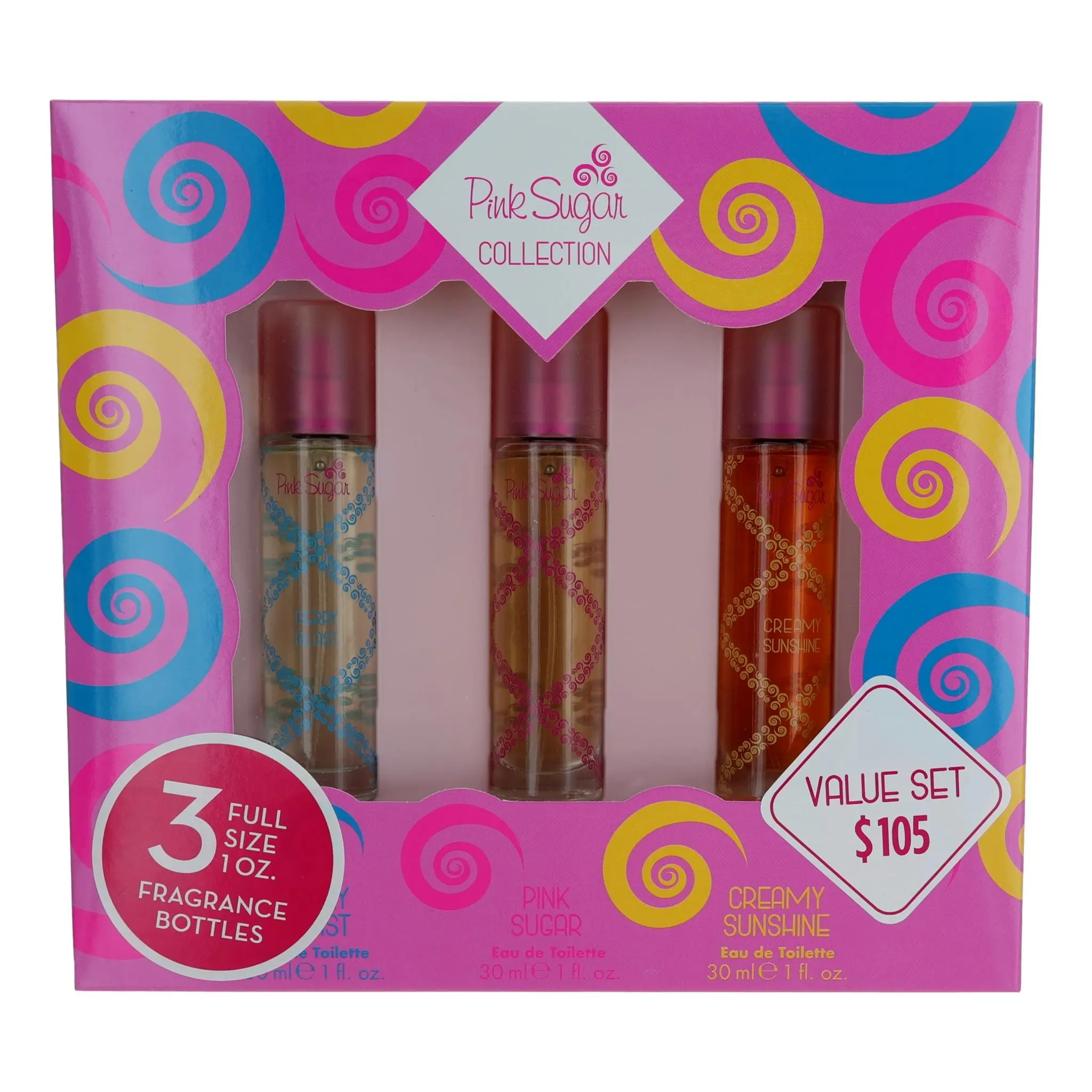 Women's Pink Sugar by Aquolina 3-Piece Variety Fragrance Set - Citrus, Wood, Vanilla Scents, Berry Blast, Beauty & Personal Care Item