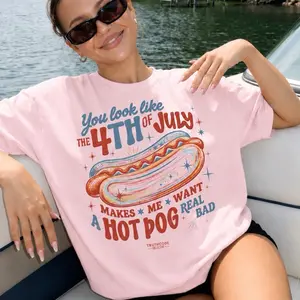 Organic Cotton "YOU LOOK LIKE THE 4TH OF JULY" Tee, Americana Graphic T-Shirt, Womenswear, Summer, Unisex Fit, Eco-Friendly [GOTS + OCS Certified]