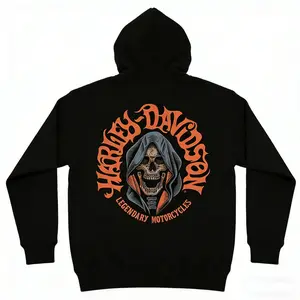 HD Legendary Motorcycles Casual Graphic Print Hoodie Unisex 100% Cotton Menswear pathfinder uniform urban apparel comfy s gangstalicious boondocks  brent  rivera  merch california texas outfit clothing men