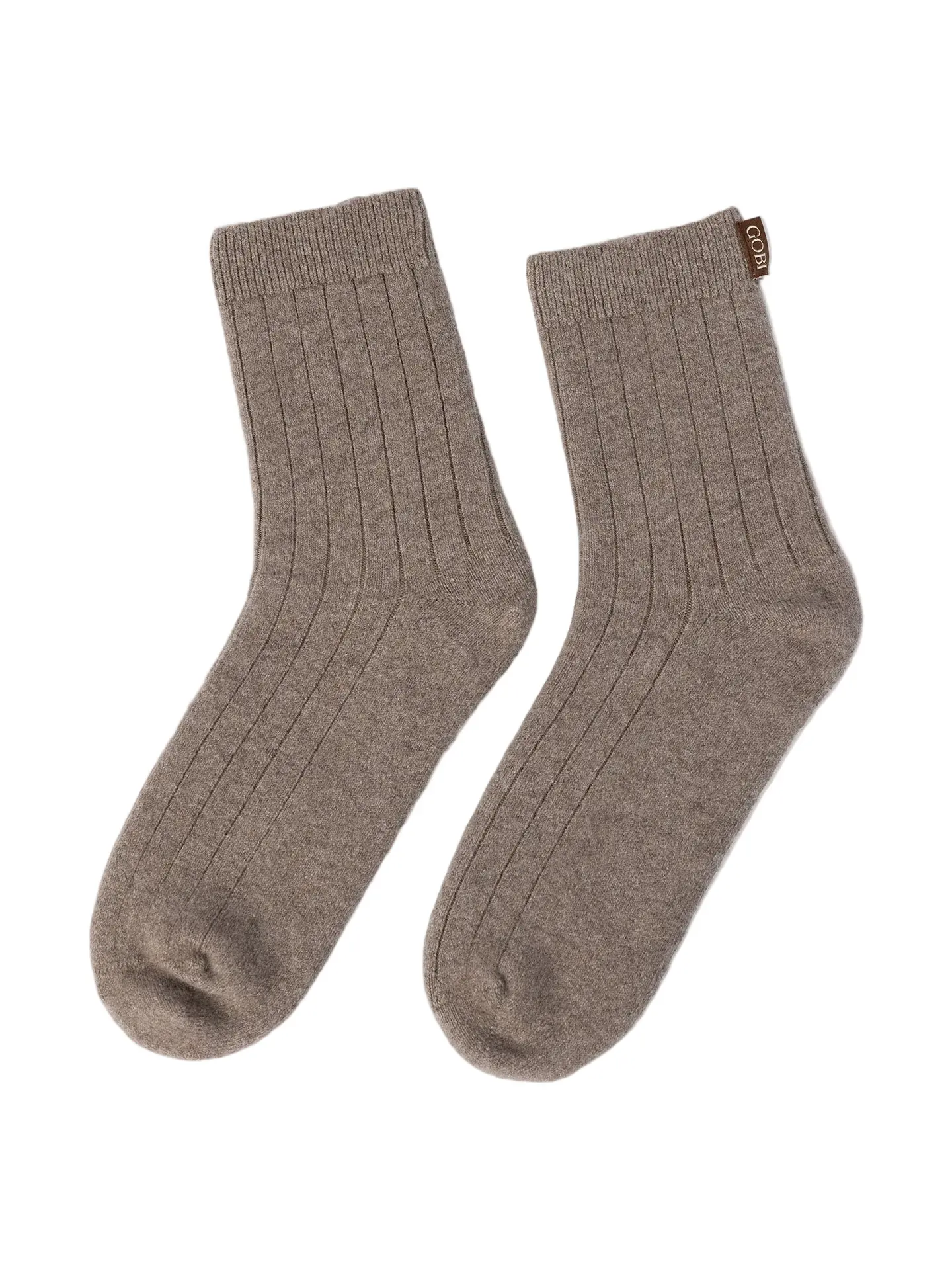 Natural Color Cashmere Unisex Rib Knit Bed Socks, Basic, Minimalist, Soft, Untreated Fiber, Casual, Ankle, Indulgence, Mongolian Cashmere