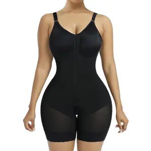 Fajas Colombianas shapewear, tummy control and butt lifting, zippered crotch, detachable shoulder straps, simple and comfortable black.