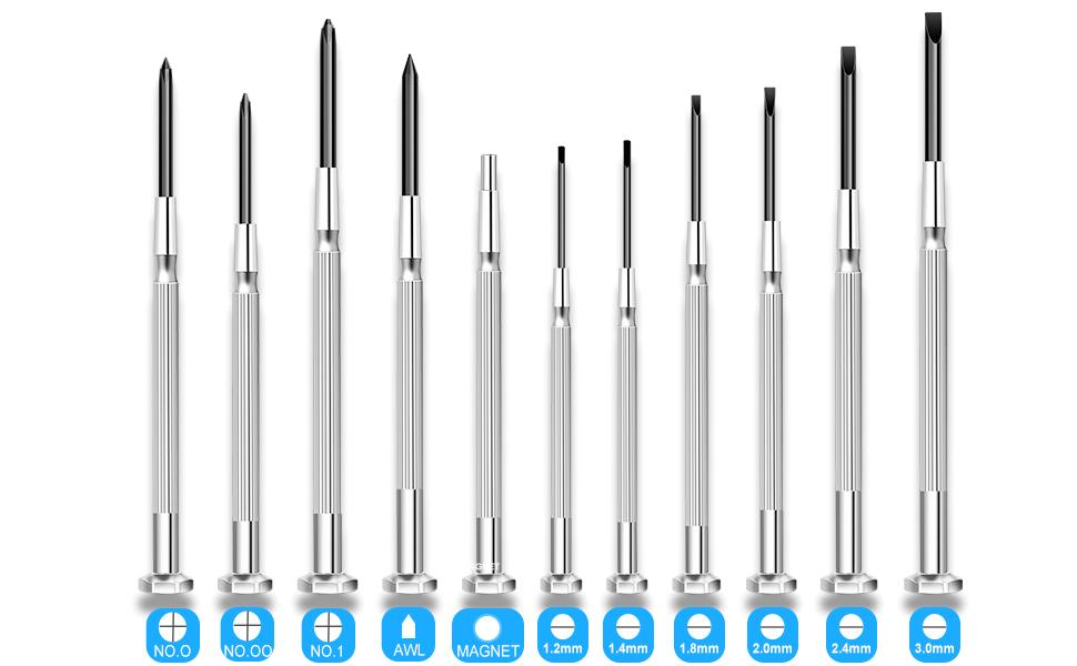 11 Pcs Small Precision Screwdriver Set, Tiny Screwdriver Set, Mini Screw Driver Kit with Slotted and Phillips Heads, Ideal for Watch, Eyeglasses, Toys, Electronics, Computer Repair