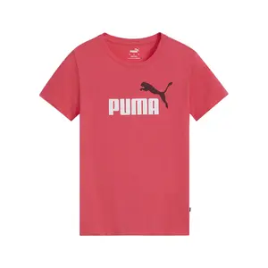 PUMA Womens Essentials Logo Crew Neck Short Sleeve Casual Tops Casual - Red