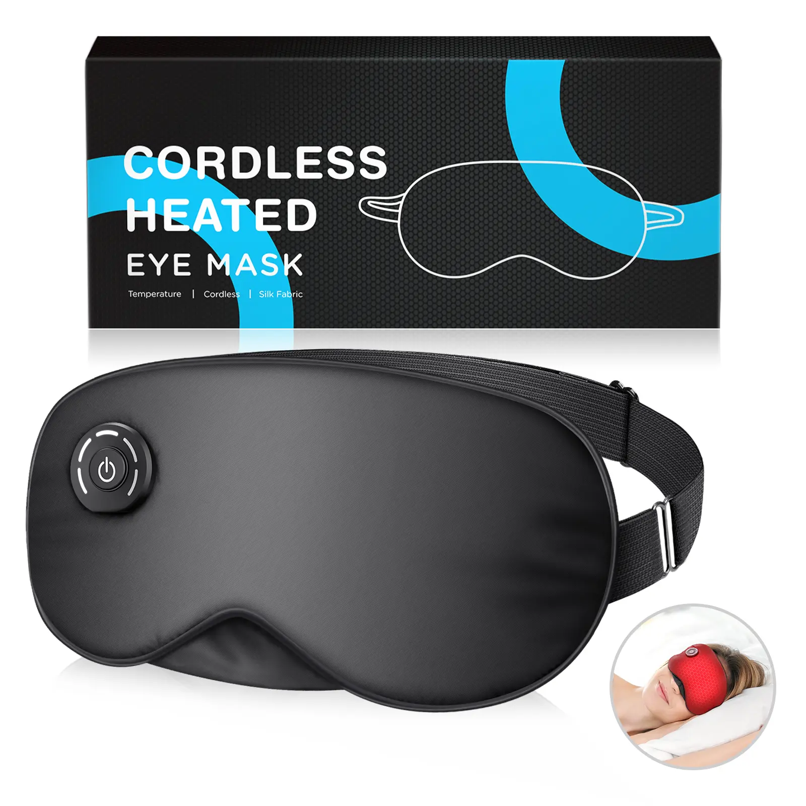 Heated Eye Mask Cordless, USB Eyes Heating Pad, Eye Massager Mask for Sleeping, Electric Warm Eye Compress for Dry Eyes, Relief Stye, Blepharitis, Chalazion, Sleep Mask Gift for Men Women(2 Black) Comfort