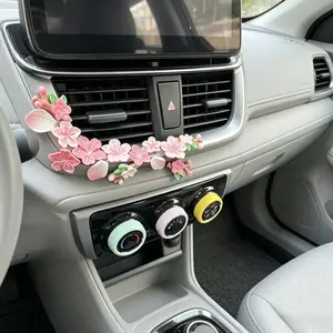 Cherry Blossom Car Air Vent Decorations, Pink Sakura Flower Car Interior Accessories for Women, Aesthetic Floral Dashboard Trim, Cute Auto Air Conditioner Outlet Decor, Universal Vehicle Accessory