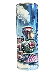Candy Cane Train Christmas - 20oz oz 20 oz. 20oz. - Skinny Straight Sublimation Tumbler - Amy's Tumbler Junkies - Your Favorite Tumbler Shop!