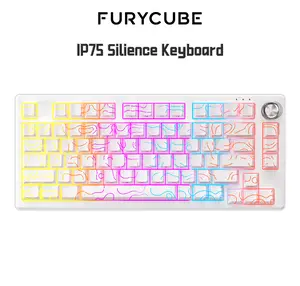 FURYCUBE IP75 75% Silience Membrane Keyboard with RGB Lighting, Dual-Color PBT Keycaps - Affordable and Stylish Working Keyboard, Ideal PC Accessories for Gaming Room Decor and Comfortable Typing Experience
