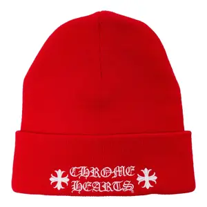 Chrome Hearts Embroidered Plus Logo Beanie Red White