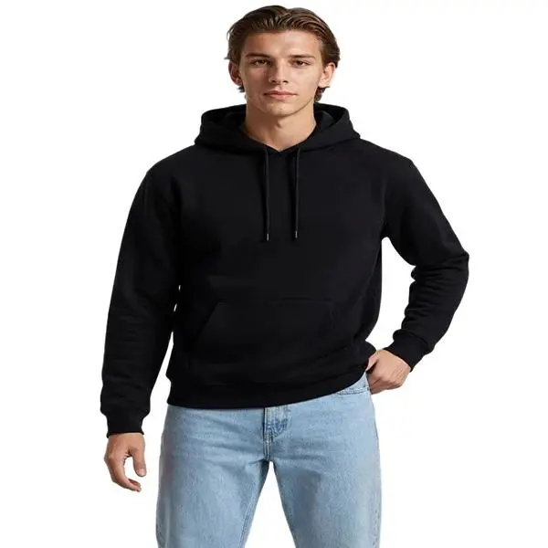 Forever 21 Men's Plain Classic Casual Soft Long-Sleeve Fleece Hoodie Jumper - Drawstring, Kangaroo Pocket, Ribbed Hem Menswear Top (Matching Pants Option Available)
