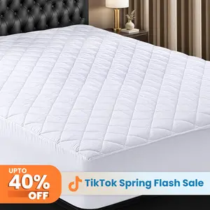 Utopia Bedding Quilted Fitted Queen Mattress Pad, Soft & Elastic Fit Mattress Protector, Stretches Deep and Durable White Fiberfill Polyester