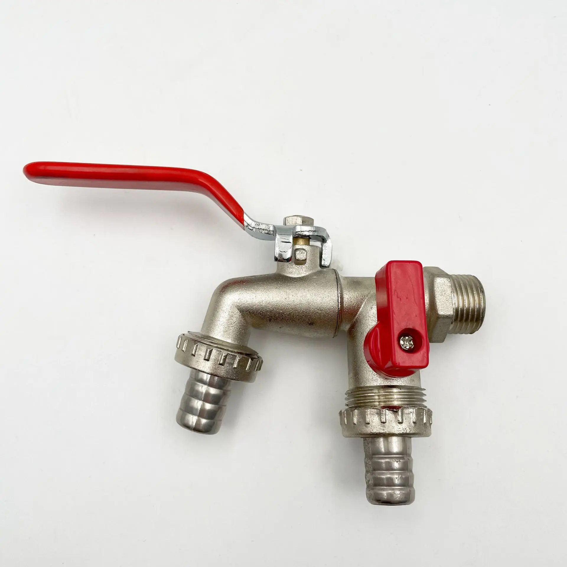 Classic 304 Stainless Steel Double Outlet Garden Hose Faucet, 1/2" Connection for Watering and Lawn Care, Compatible with Sprayers & Hose Guns, Outdoor Faucet with Multiple Components and Single Hole Installation