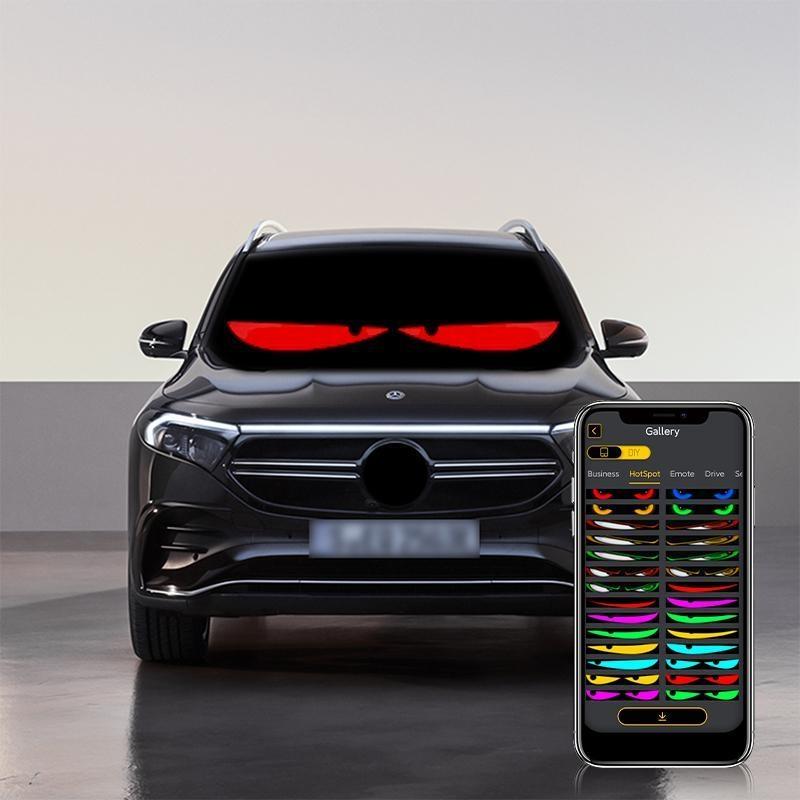 FUDUOO Eyes For Car windshield, Devil eyes For Vehicle: Programmable, Bluetooth APP Control, Pre-made Animations & Customizable Text LED Sign for car