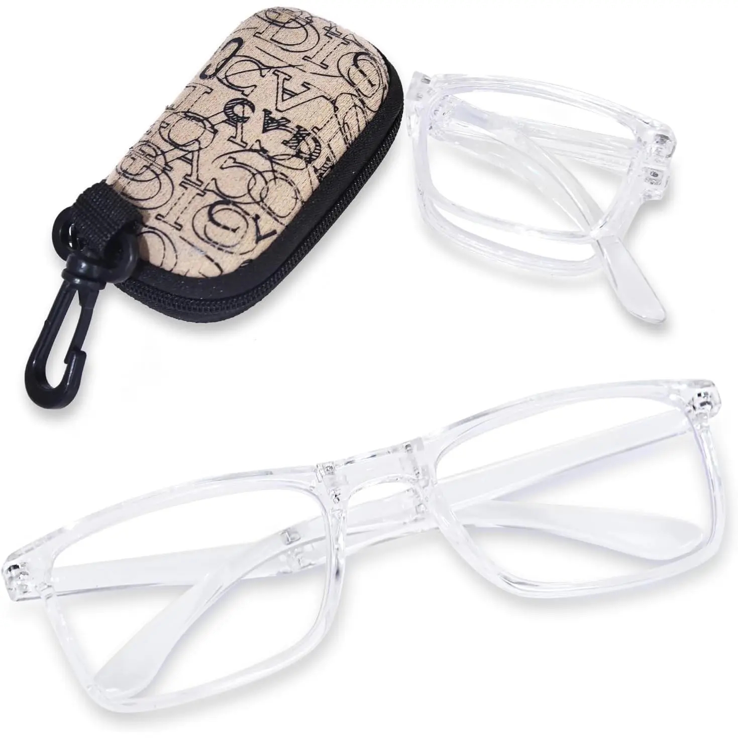 Folding Reading Glasses for Women Men, Small Spring Hinge Readers, Portable Blue Light Glasses with Zipper Case