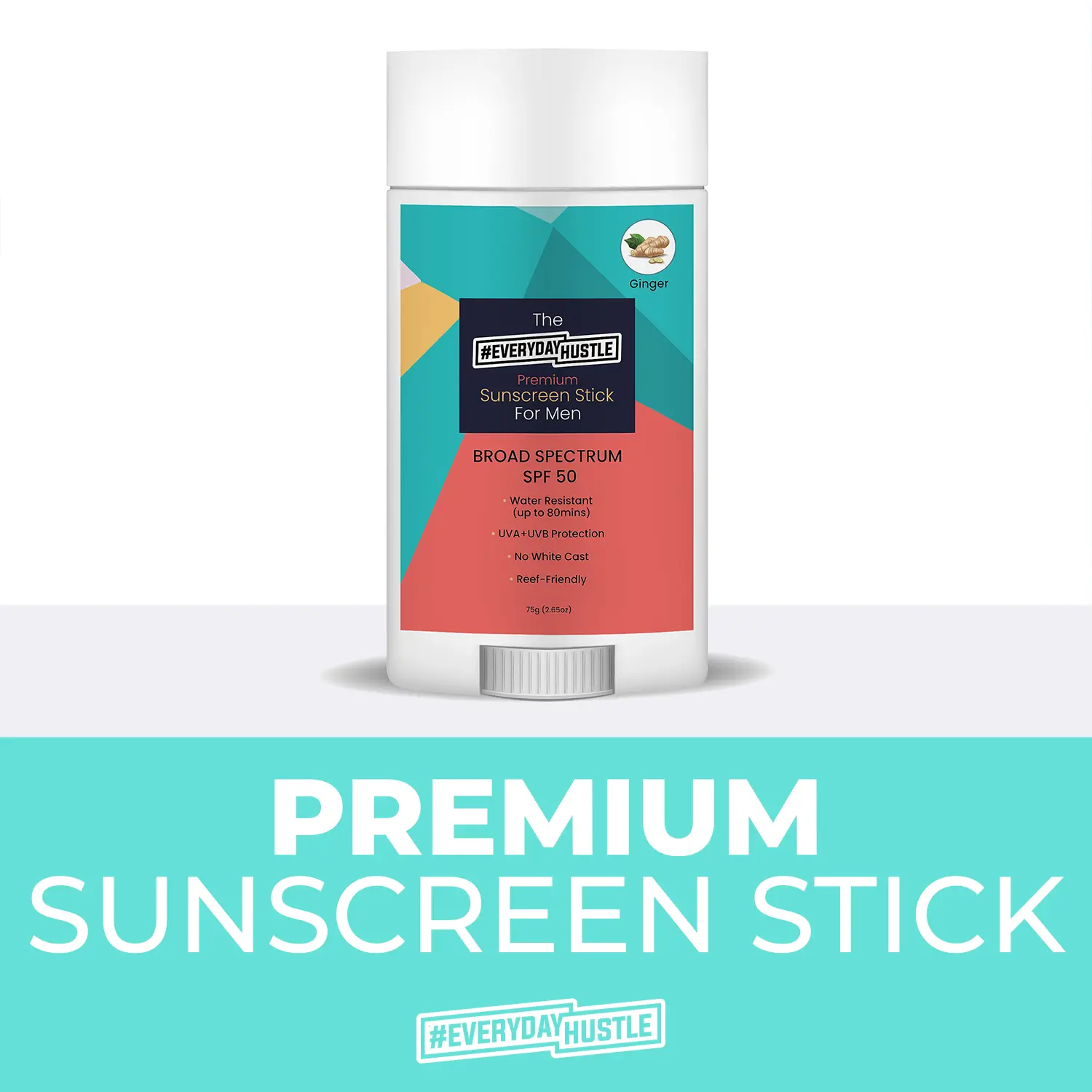 #EverydayHustle Sunscreen Stick For Men | Broad Spectrum SPF 50+ Protection for Face and Body, No-Mess Application, 75g Lightweight and for Melanated Skin tones