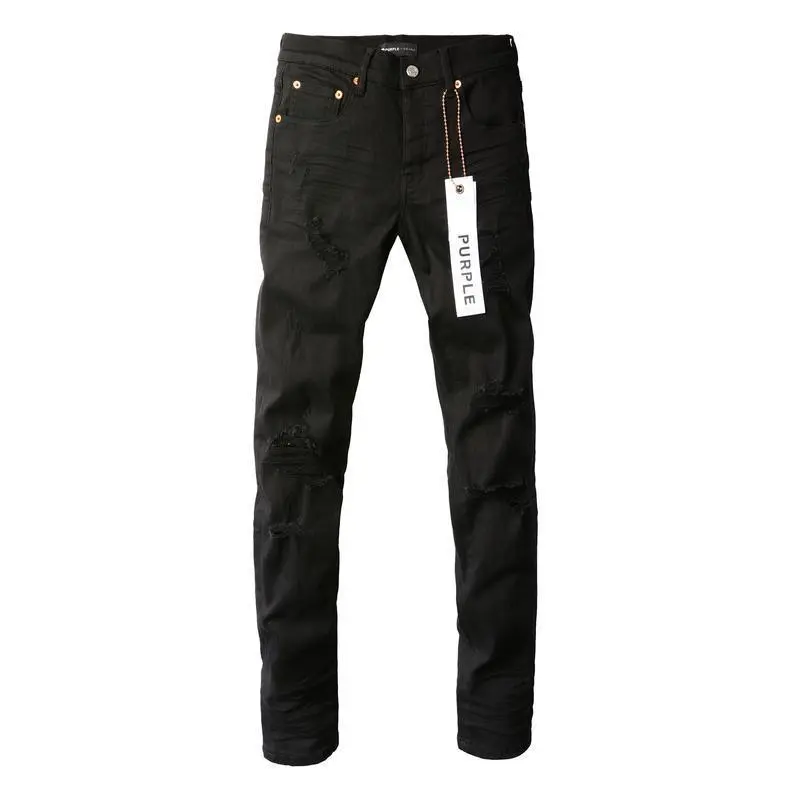 Men's Ripped Skinny Fit Stretch Denim Pants - Casual Comfort & Fashionable Straight Slim Jeans with Holes Purple Jeans Streetwear Black Menswear Beige Trouser Operator Pocket Plain 28x