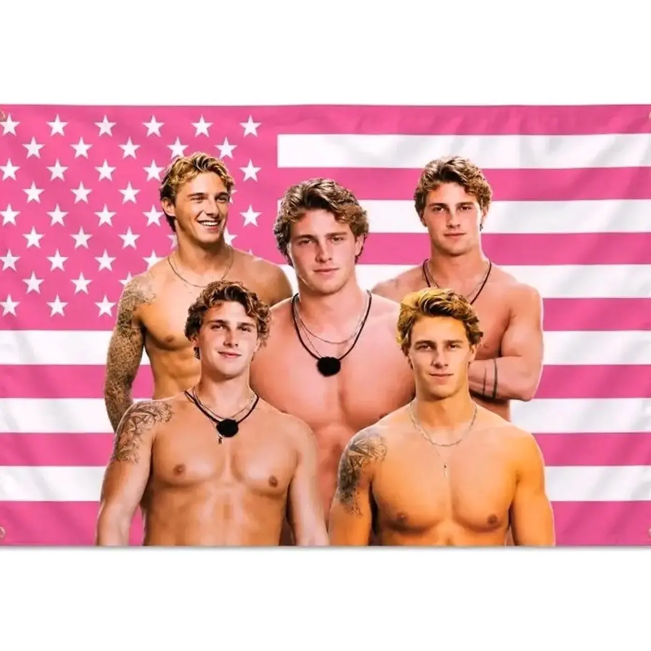 Caleb Pink American Flag 3x5ft Tapestry, Funny Fan Room Decor Banner, Dorm Wall Flag Gift, Gift For Him, Gift For Her.