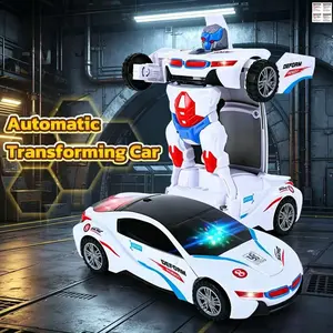 Automatic Deformation Robot Car Toy 1-Second Car-to-Robot Transformation, Cool Glowing Lights, Auto-Turn When Obstacles, Battery-Powered Transformer Car & Kids' Police Car Toy, Perfect Birthday Gift,remote control car,rc cars,remote control car for boys 4
