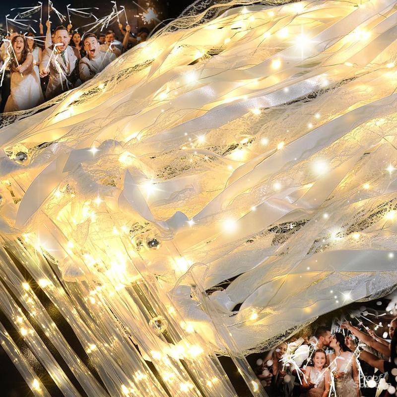 Proof Sportiva 30 Pieces Wedding Wand Ribbon Fluttering, 3 Light Up Modes, Light Up LED Silk Fairy Tale Wand, Light Up Lace Wand with Bell, Suitable for Weddings, Carnivals, Concerts, New Year's Day, Birthday Parties, Holiday Parties and more!