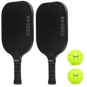 GoSports GS1 Pickleball Paddles Set of 2 with 2 Pickleballs - USAPA Approved Fiberglass Pickleball Paddles