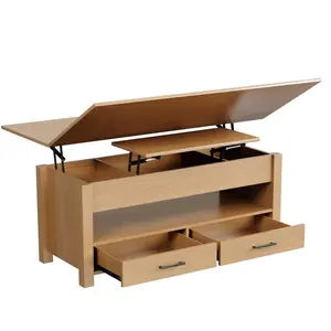 Garvee Lift Top Coffee Table, 40-Inch Height Adjustable Convertible Multifunctional Table with Storage Drawers & Hidden Compartment, 2-in-1 Ottoman to Dining Table for Small Space Living Room, Office