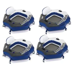 River Run Connect Vinyl Lounge Inflatable Floating Water Tubes (4 Pack)