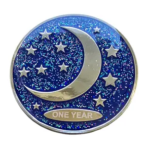 1 - 15 Years Sun and Moon Sobriety Chip. One Day at a Time AA Medallion