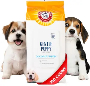 Pets Gentle Puppy Bath Wipes, Coconut Water | All Purpose Puppy Cleaning Wipes Remove Odor & Refresh Skin for Pets | Gentle Tearless, 100 Count Pack of Pet Wipes
