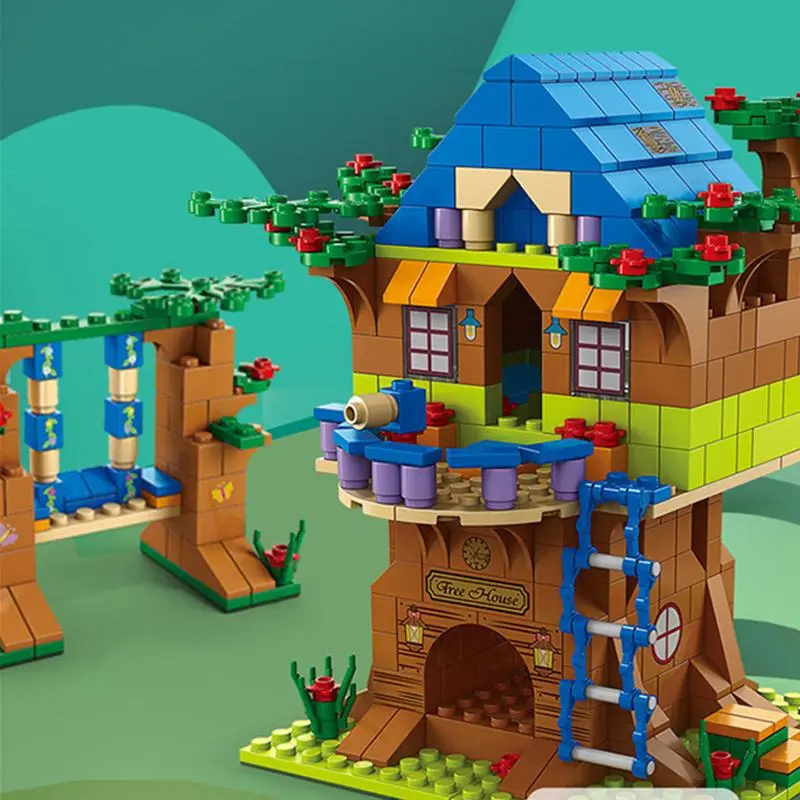6in1 NEW Tree House TreeHouse Girls' Castle Room Climb Slide Classic Model Building Blocks Sets Bricks Toy City