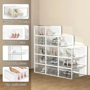 Black Transparent Dustproof Shoe Box, Universal Fit for All Shoes