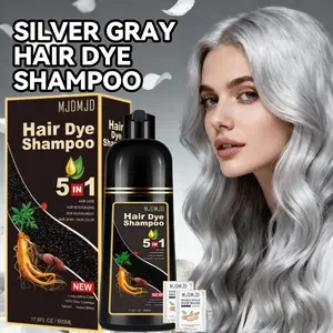5-in-1 Silvery Gray Hair Dye Shampoo, Semi-permanent Hair Dye, Mild Formula, Rich Color, Instant Color, Full Hair Color Coverage, DIY Colorful And Fashionable Hairstyle, Safe for Sensitive Scalp, Perfect Gift for Fashion Lovers,500ml + 2 free hair masks