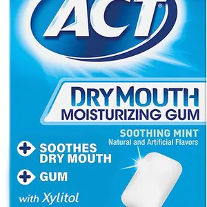 ACT Dry Mouth Moisturizing Gum, 20 Pieces, With Xylitol, Sugar Free Soothing Mint Flavor