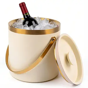Garvee 3L Stainless Steel Ice Bucket With Lid 7.5x7.1inch 1.3L Large Capacity Insulated Thickened Ice Bucket Mirror Finish 3-Layer Vacuum Insulation With Ice Spoon&Drainage For Party Picnic Bar White