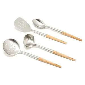 Chef Jet Jet Tila Olivewood Handle Stainless Steel 4-piece Utensil Set