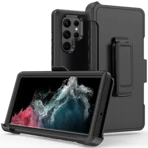 Rugged Defender Case For Samsung Galaxy S22 / Galaxy S22+Plus / Galaxy S22 Ultra / Shockproof Heavyduty Protection cover With Belt Clip Protector Phonecase