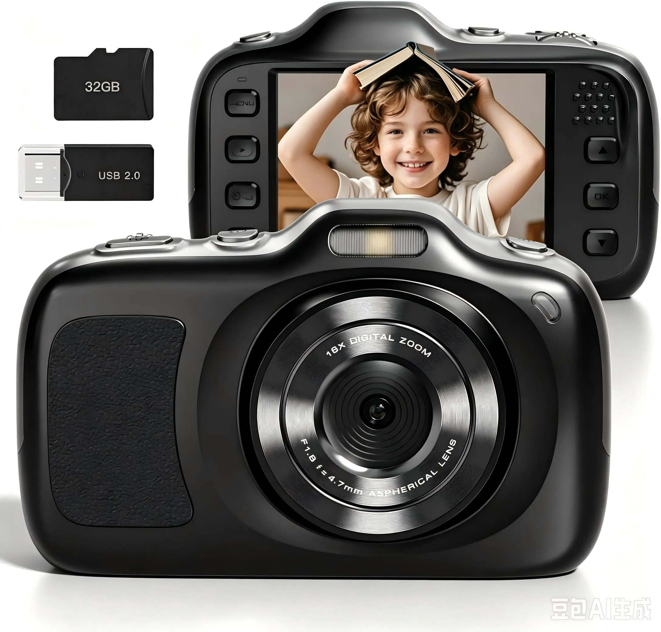 4K 64MP Autofocus Point and Shoot Digital Camera - Portable Compact Vlogging Camera with 32GB Card, 8X Zoom, Anti-Shake for Beginner Teens Adults