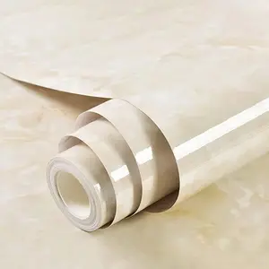 Self-Adhesive Marble Backsplash Wallpaper Sticker Roll, Anti-Oil PVC Film, High Gloss Landscape Pattern for Splash Guard & Table Decoration