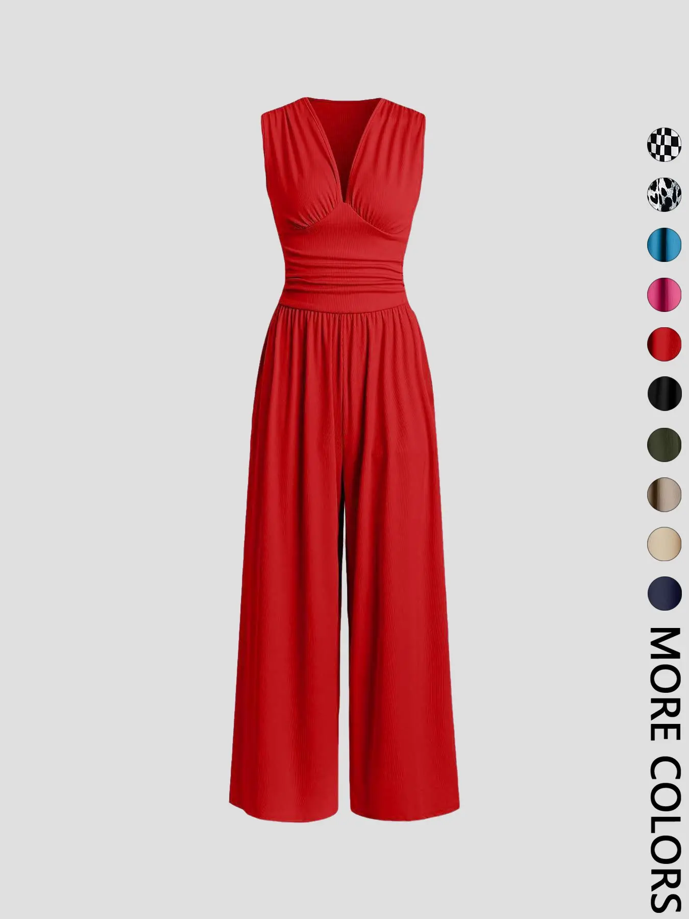 Women's Plain Ruched Deep V Neck Ribbed Fitted Jumpsuit, Elegant Sleeveless Wide Leg Jumpsuit for Summer, Ladies Clothes for Beach Holiday Vacation - TikTok Shop Women's Plain Ruched Deep V Neck Ribbed Fitted Jumpsuit, Elegant Sleeveless Wide Leg Jumpsuit for Summer, Ladies Clothes for Beach Holiday Vacation - TikTok Shop