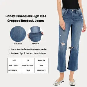 KANCAN - Honey Essentials Women's Denim High Rise Cropped Bootcut